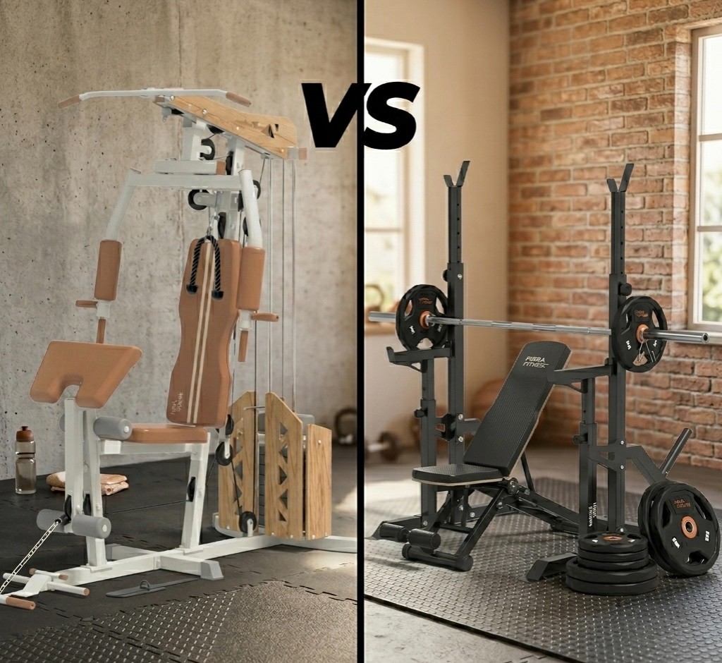  M&aacute;quina multifunci&oacute;n y set de pesas con banco y barra para entrenar en casa