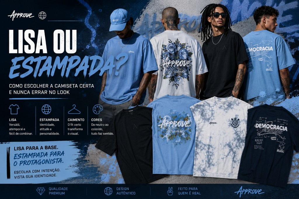 camiseta streetwear lisa ou estampada