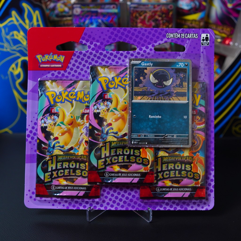 Blister triploo pok&eacute;mon TCG Her&oacute;is Excelsos Fogo Fantasmag&oacute;rico