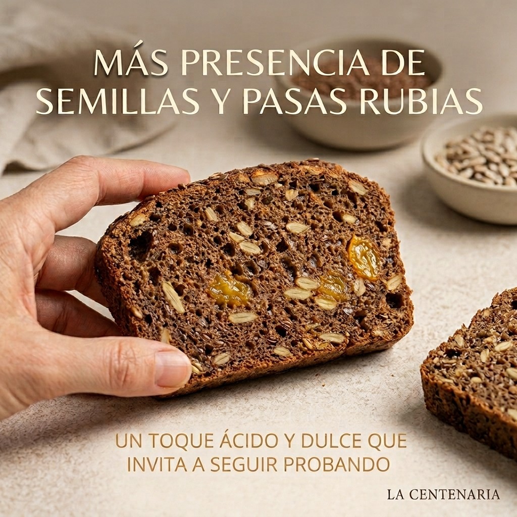 Pan de centeno con semillas de gorasol, lino y pasas rubias