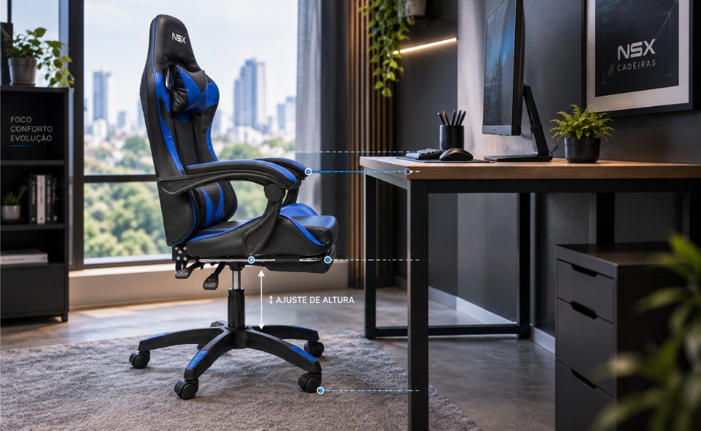 cadeira gamer nsx ajuste altura para mesa