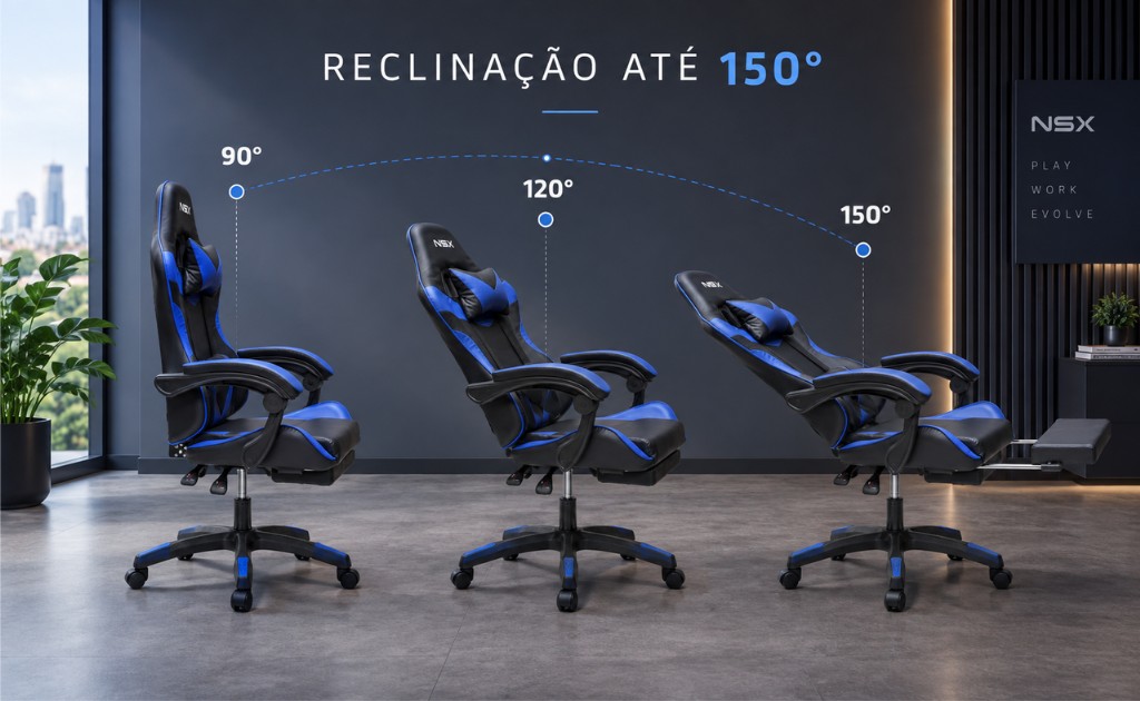 Cadeira Gamer NSX reclina&ccedil;&atilde;o 150 graus