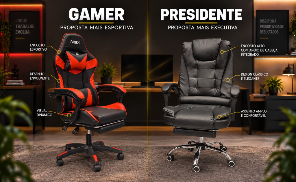 Cadeira Gamer vs Presidente Diferen&ccedil;as NSX