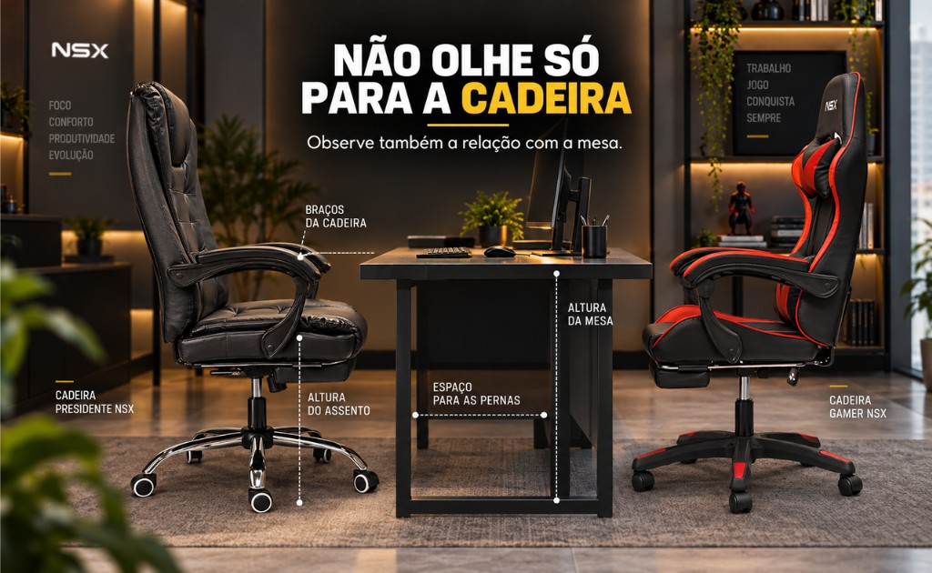 Cadeira Mesa Home Office ajustes NSX