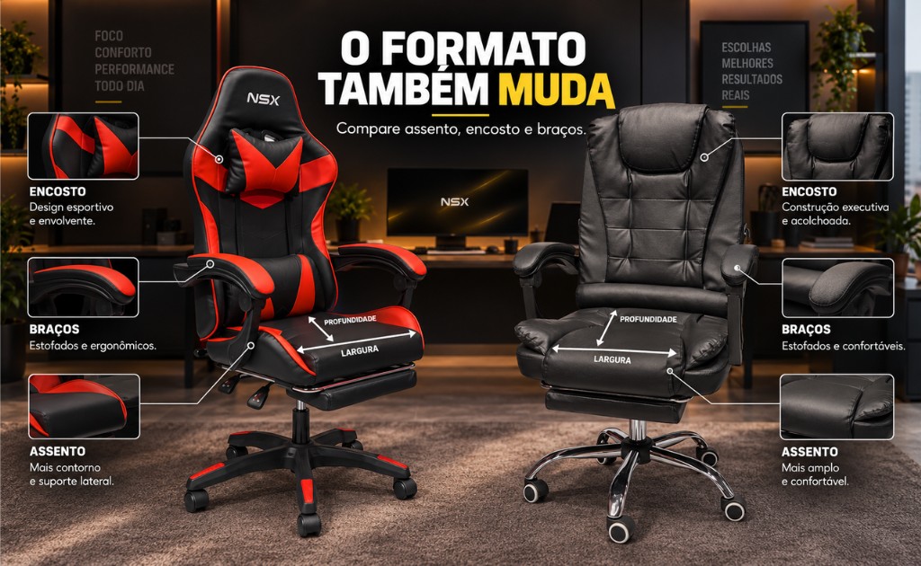 cadeira Gamer presidente assento encosto bra&ccedil;os