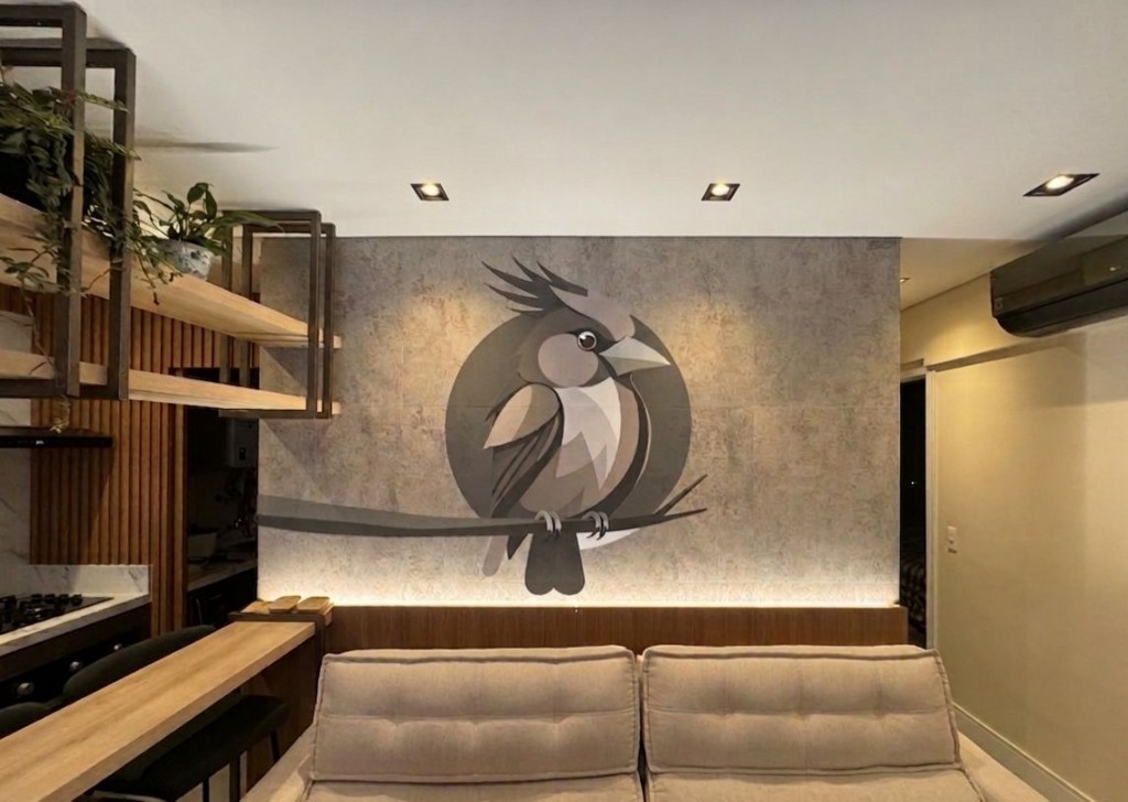 Mural do prosa graffiti, em casa de alto padrao, em Curitiba.