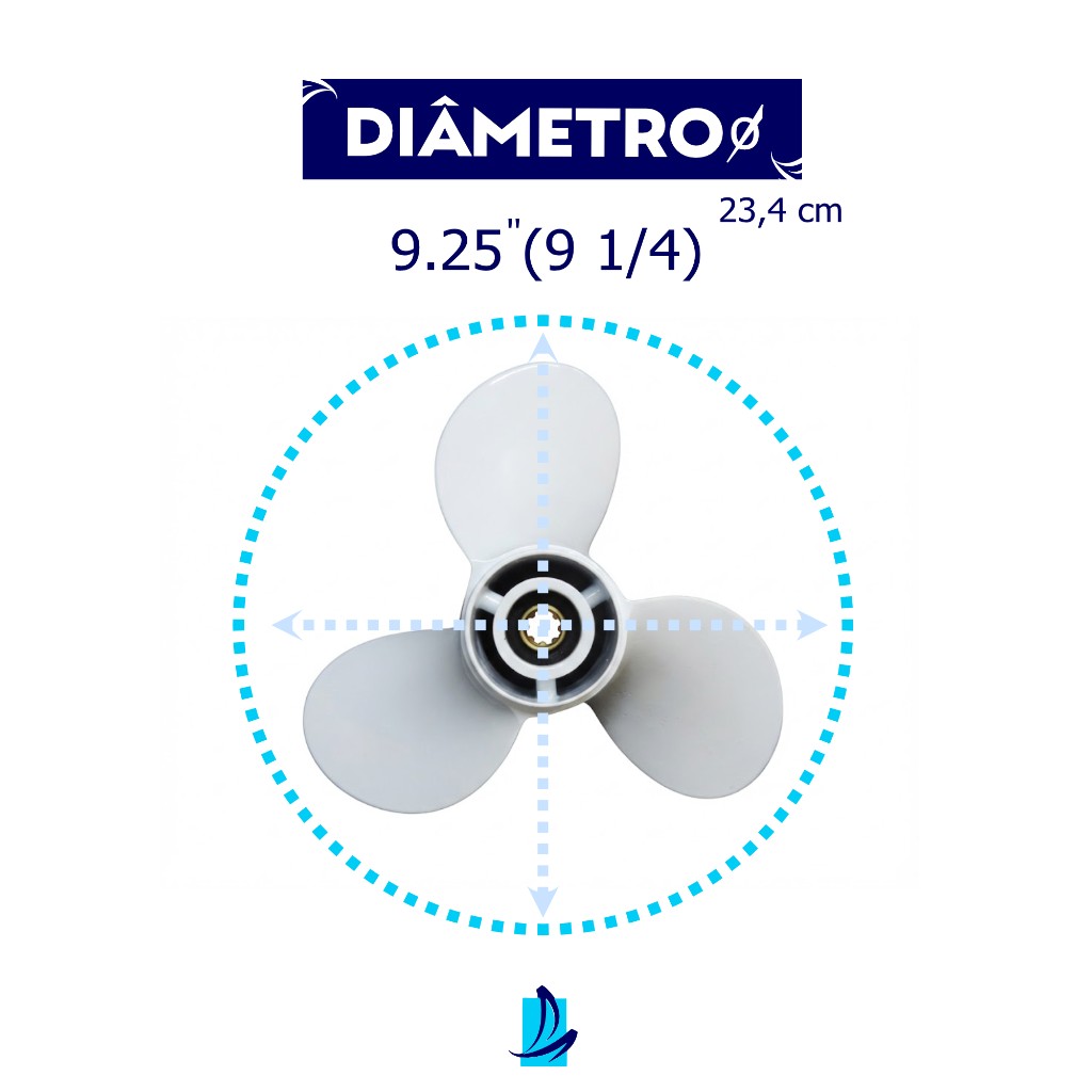 di&acirc;metro da h&eacute;lice do motor de popa