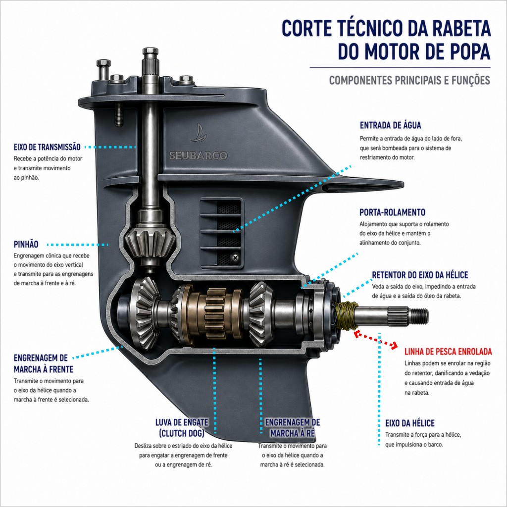 linha de pesca danifica o motor de popa