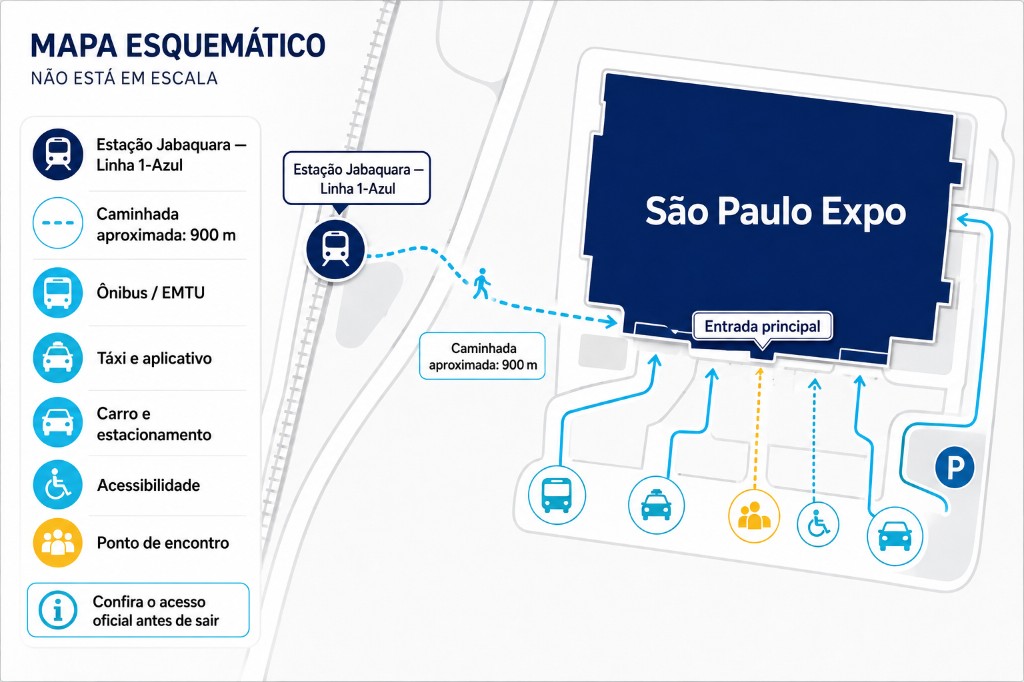 Mapa esquem&aacute;tico de acesso ao S&atilde;o Paulo Expo