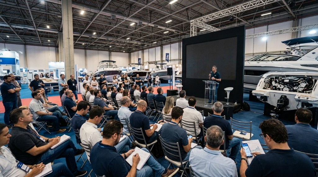 Palestra e atra&ccedil;&atilde;o t&eacute;cnica em evento n&aacute;utico