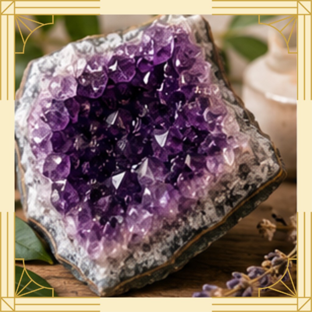 Drusa de Amatista, cristal natural asociado a la protecci&oacute;n espiritual y la serenidad 