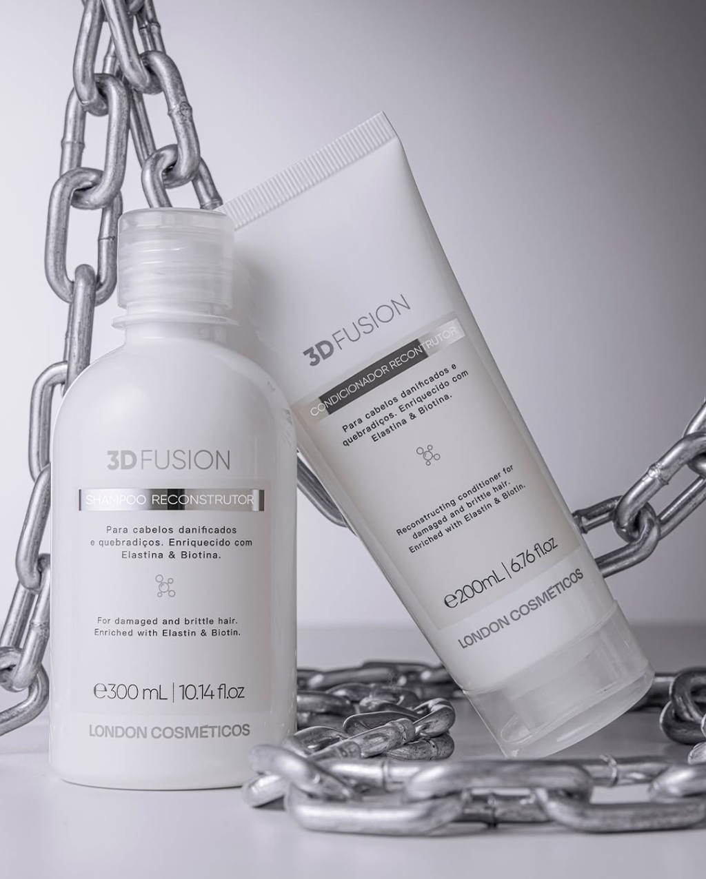 Shampoo e condicionador home care 3D Fusion London Cosm&eacute;ticos