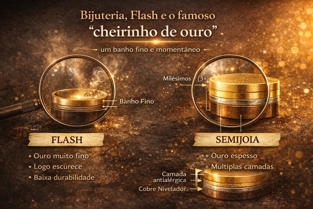 a diferen&ccedil;a de bijuteria a Semijoia