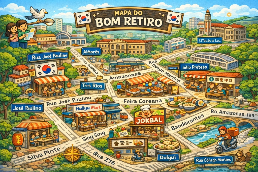 mapa de restaurantes coreanos do bom retiro