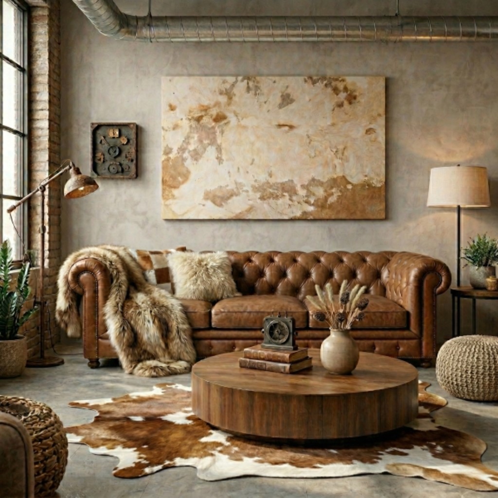 Combinaci&oacute;n de texturas cuero madera telas