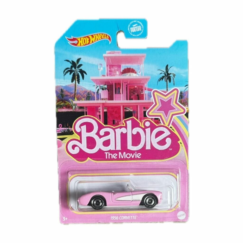 Hot Wheels 1956 Corvette rosa em embalagem cardada da linha básica