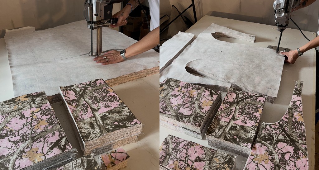 Corte de la tela Realtree rosa apilada en capas
