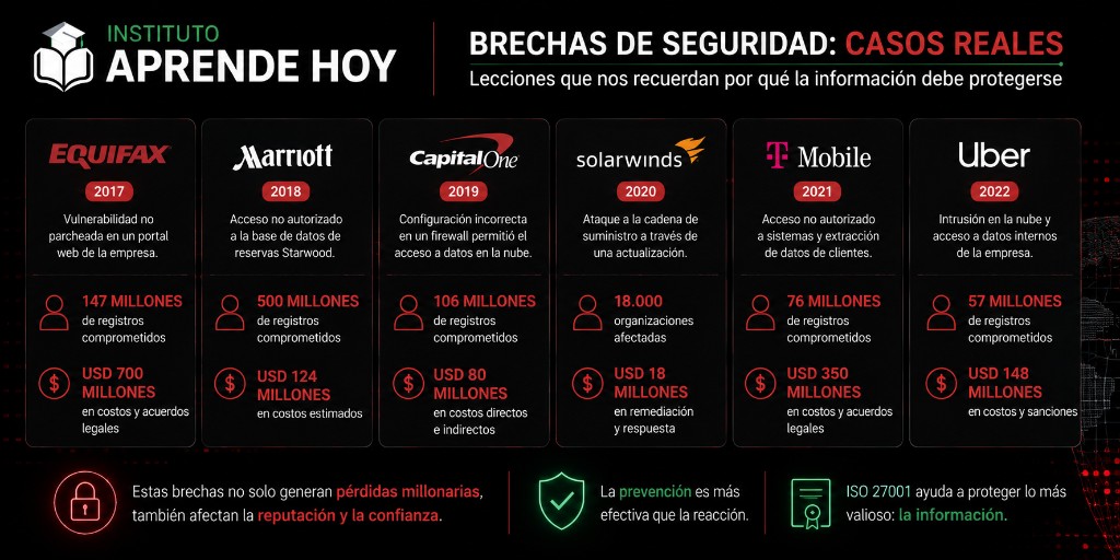 Casos reales de brechas de seguridad que motivaron la adopci&oacute;n de ISO 27001