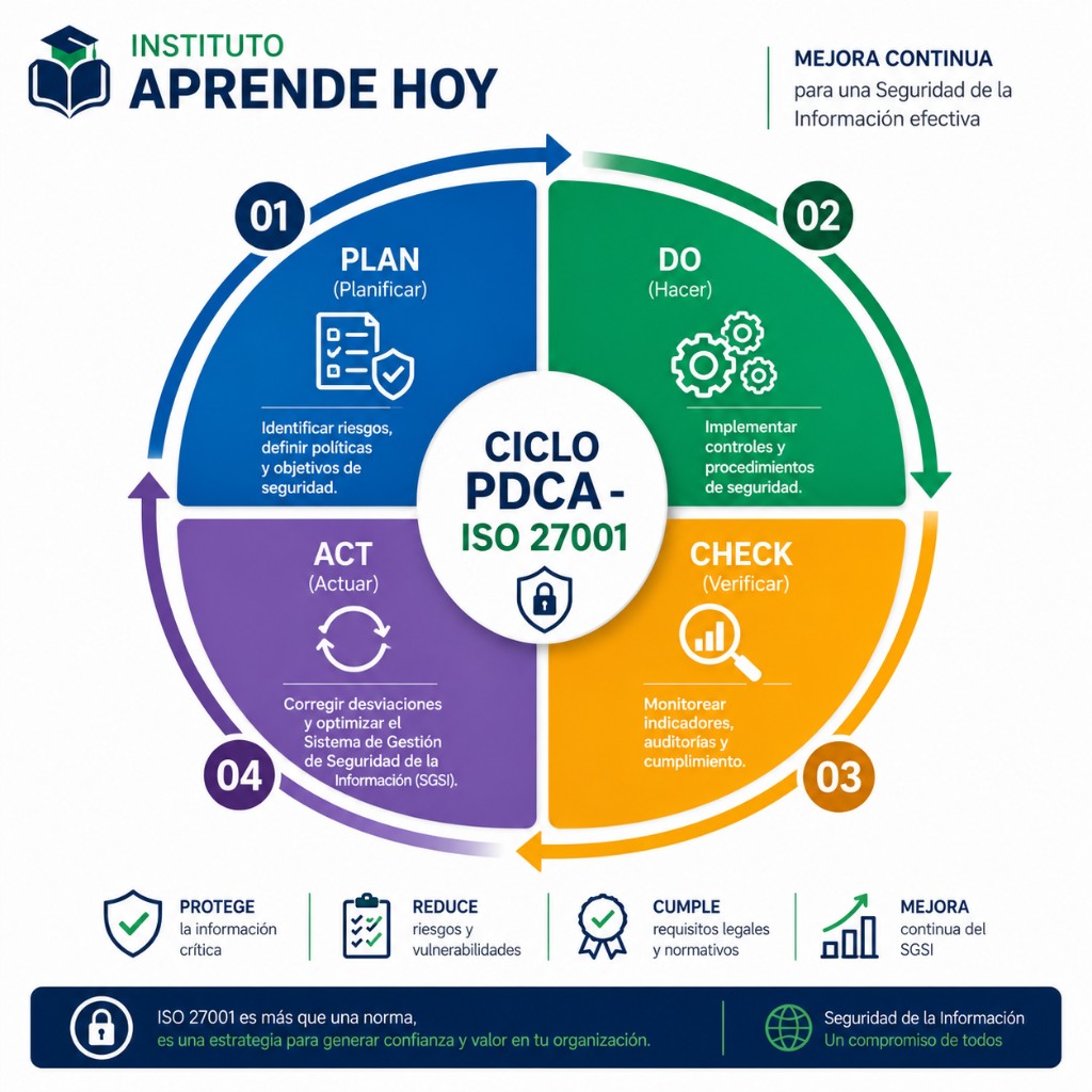 Ciclo PDCA de mejora continua aplicado a la implementaci&oacute;n de ISO 27001