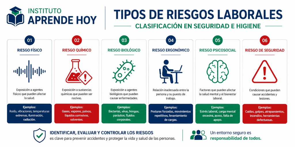 Clasificaci&oacute;n de los 6 tipos de riesgos laborales en seguridad e higiene