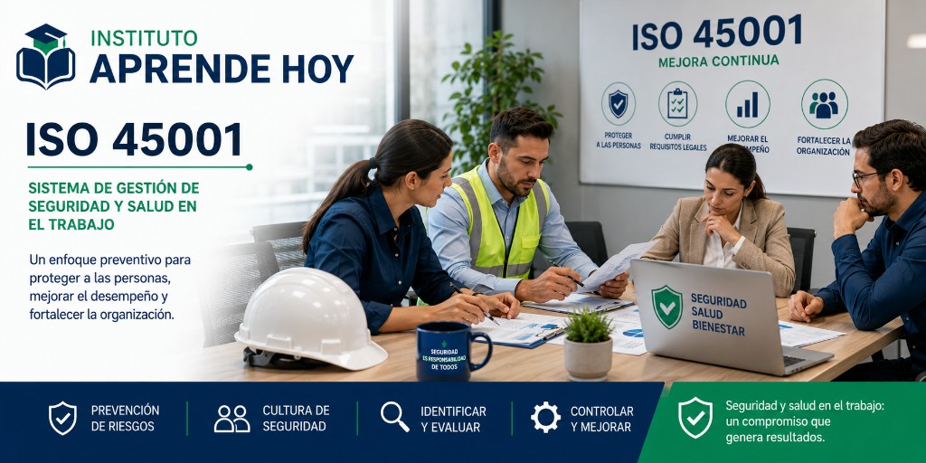 Equipo implementando el sistema de gesti&oacute;n de seguridad ISO 45001 en una organizaci&oacute;n