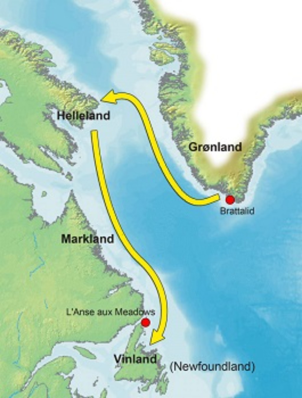 Traves&iacute;a realizada por la expedici&oacute;n de Leif Eriksson hacia el 1000 d. C.