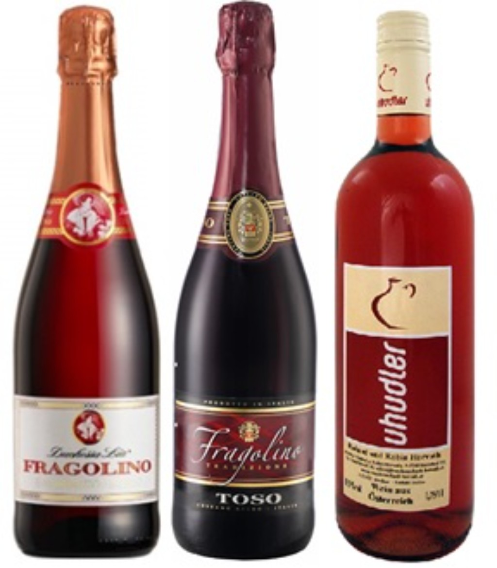 Imagen 3. Vinos elaborados con la variedad Fragola, procedentes de Italia y Austria.