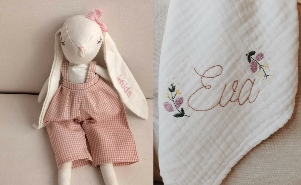 manta mu&ntilde;eca bordada personalizada