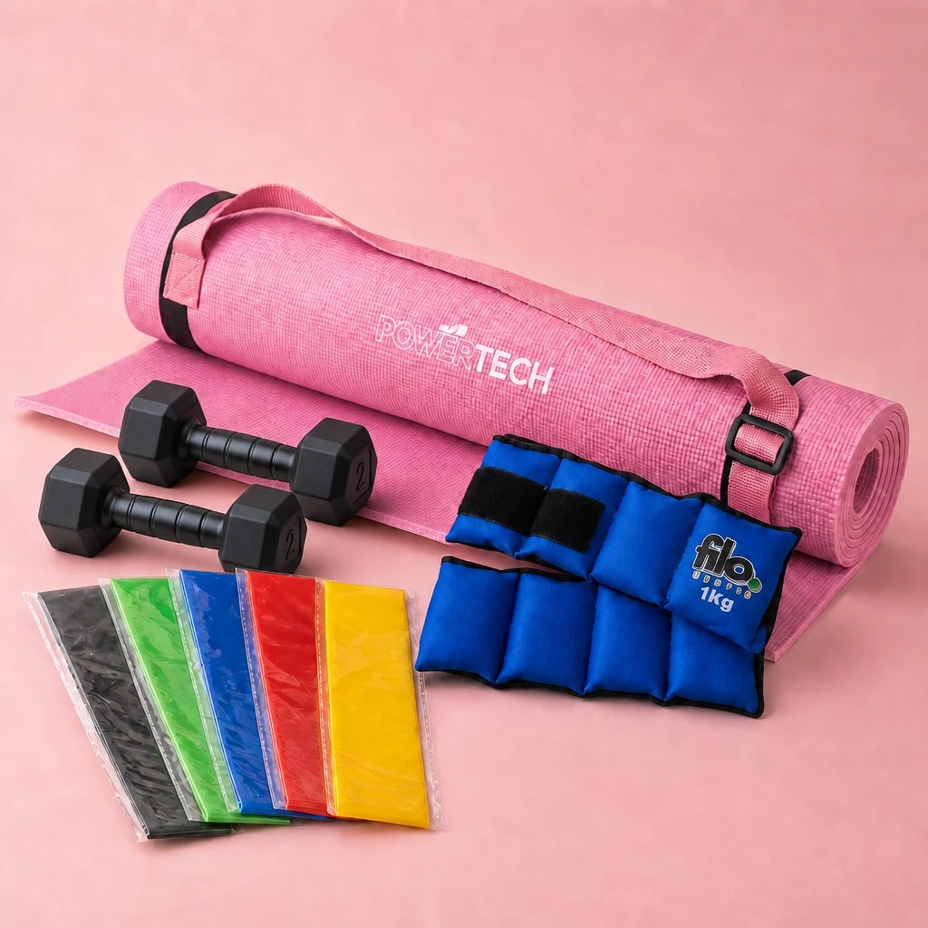 Combo Yoga Sculpt: mat, mancuernas, tobilleras y kit de bandas