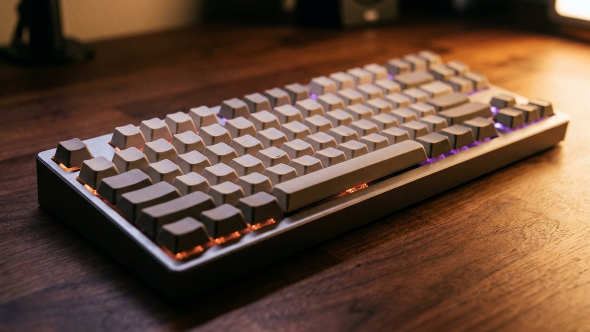 Primer plano de un teclado mecánico gamer con iluminación RGB y detalle de las teclas