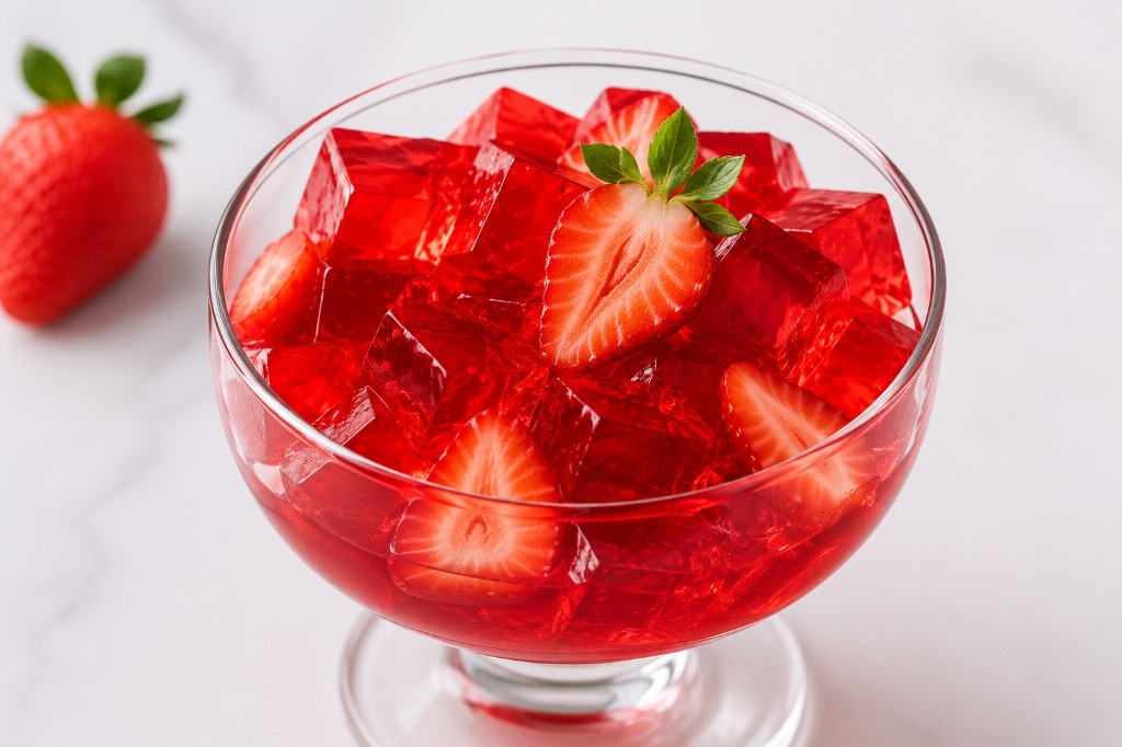 Gelatina Proteica com Morango