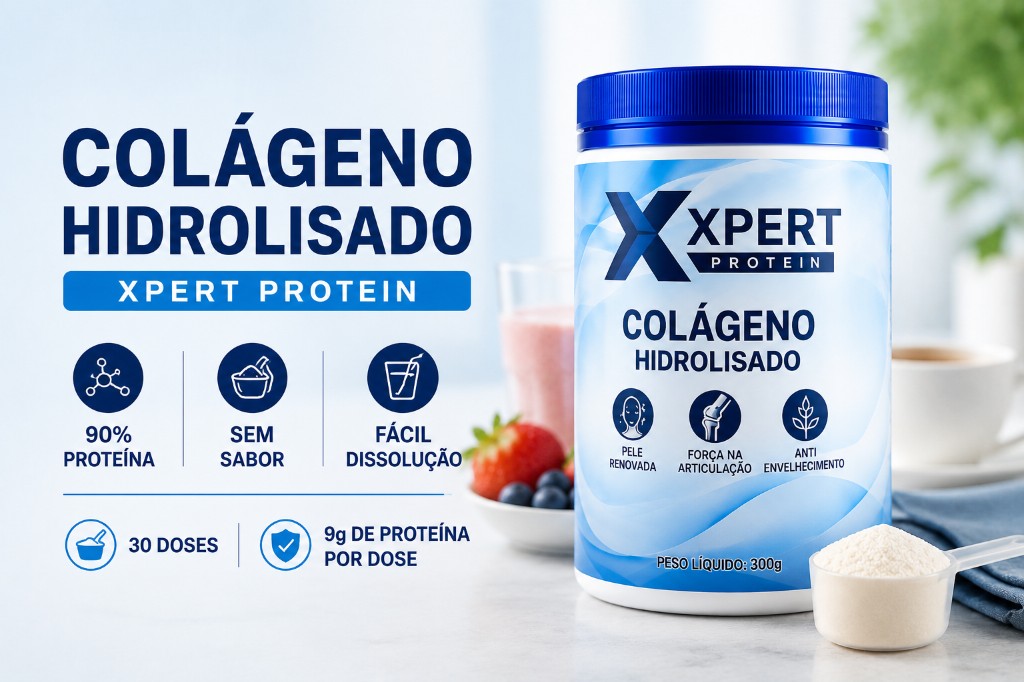 Col&aacute;geno Hidrolisado Xpert Protein 90% prote&iacute;na sem sabor f&aacute;cil dissolu&ccedil;&atilde;o