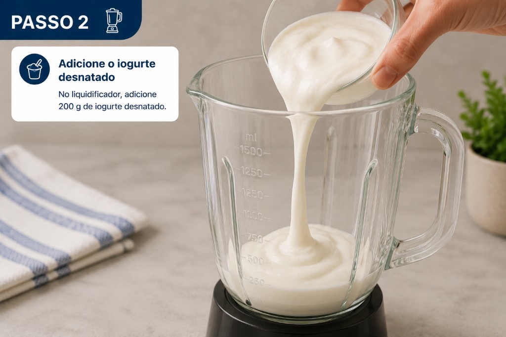Passo 2 adicionar iogurte desnatado
