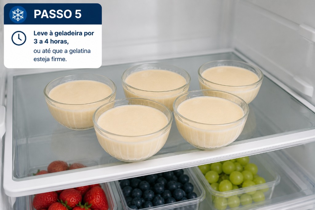 Passo 5 levar gelatina proteica à geladeira