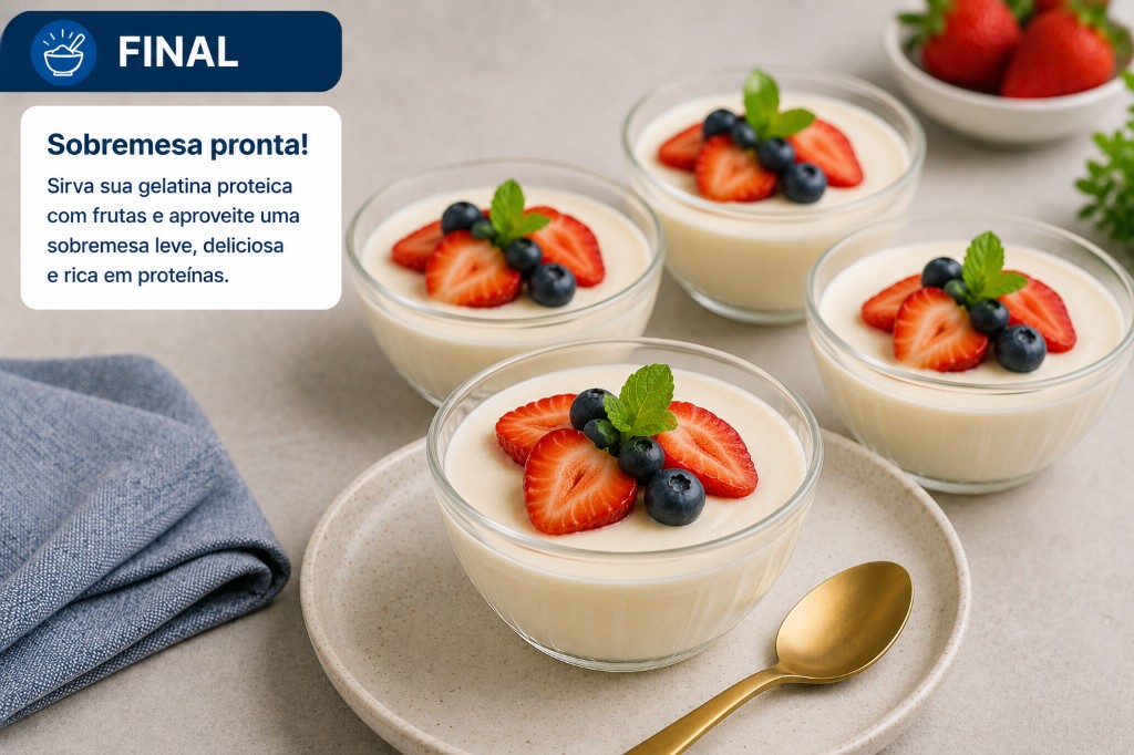 Gelatina proteica pronta com frutas