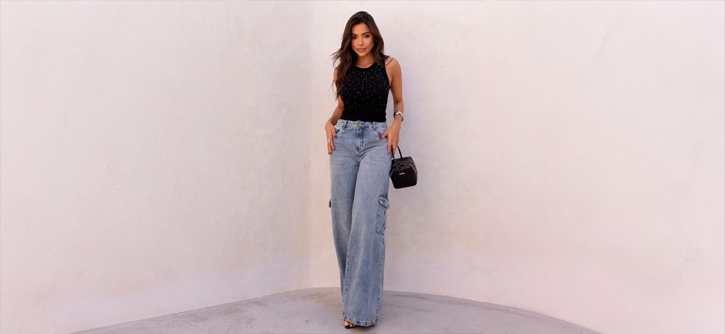 Cal&ccedil;a cargo cintura baixa feminina Be Gringa