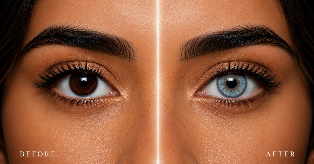 Blue colored contact lenses for dark eyes