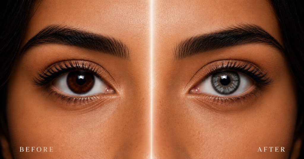 Gray colored contact lenses for dark eyes