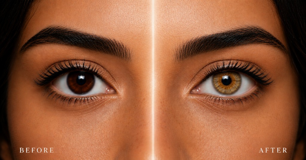 Hazel colored contact lenses for dark eyes