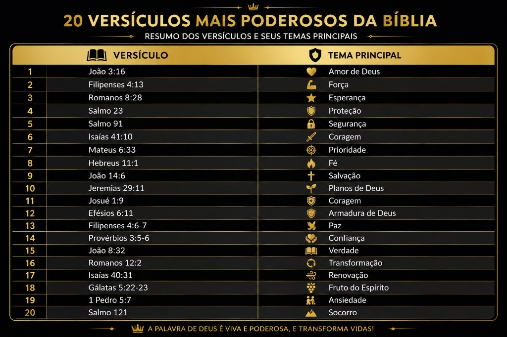 20 versículos mais poderosos da bíblia
