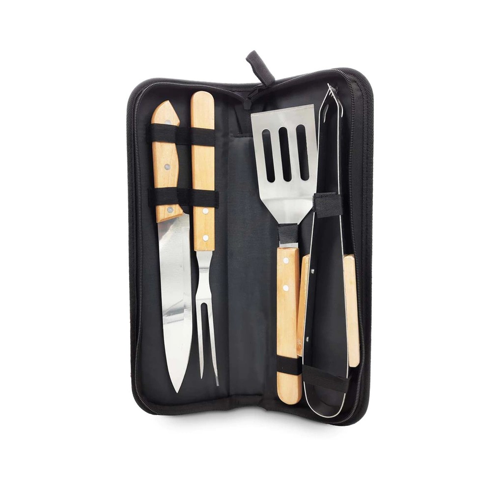 Set de asado con mango de madera