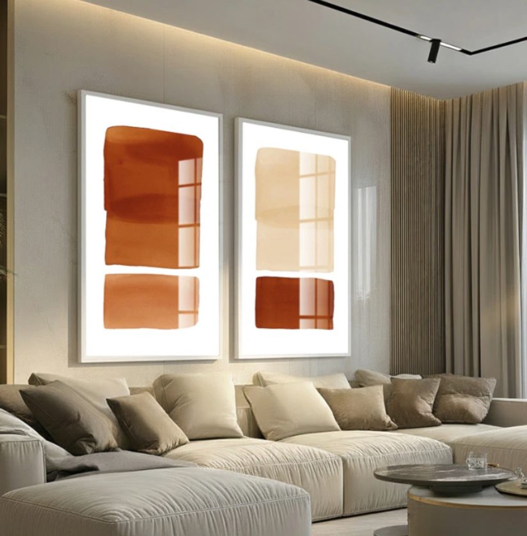 Quadro minimalista em sala contempor&acirc;nea