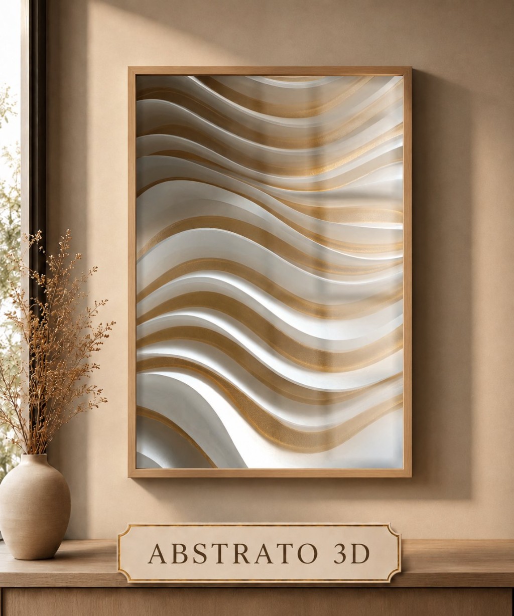 Quadro moderno abstrato em ambiente elegante e contemporâneo