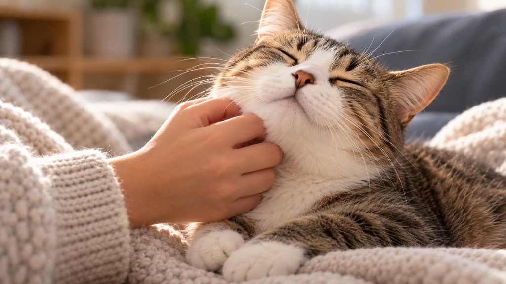 En la imagen se v&eacute; un gato amasando la panza de una persona