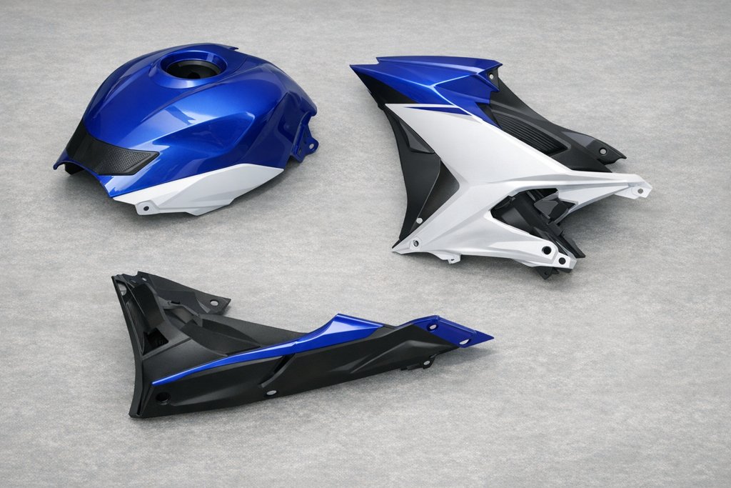 Ilustração: Carenagens da Yamaha R3: como planejar a reposição visual sem confundir capa do tanque, lateral e spoiler