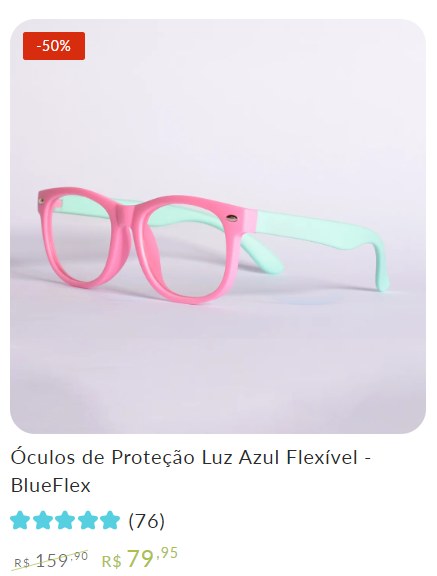 Óculos anti luz da SunKids - azul e rosa