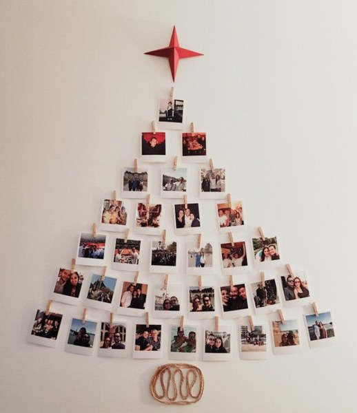 Arvore de natal com fotos polaroids