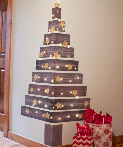 árvore de natal criativa com papel adesivo