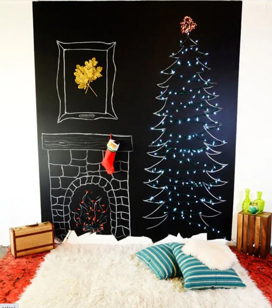 Árvore de Natal Criativa: pintada na parede