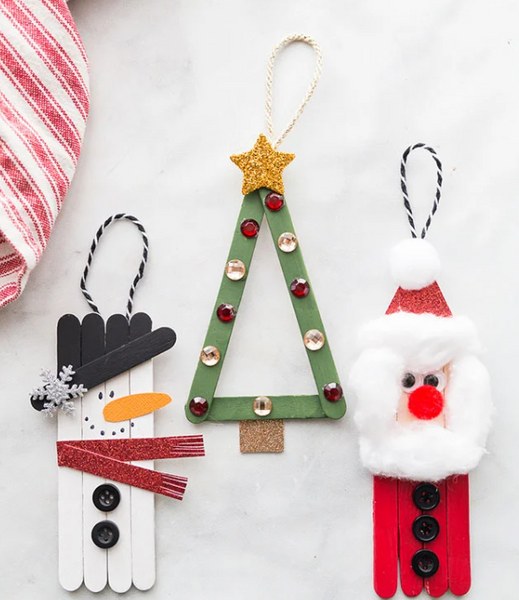 decorações fáceis de Natal - palitos de picolé